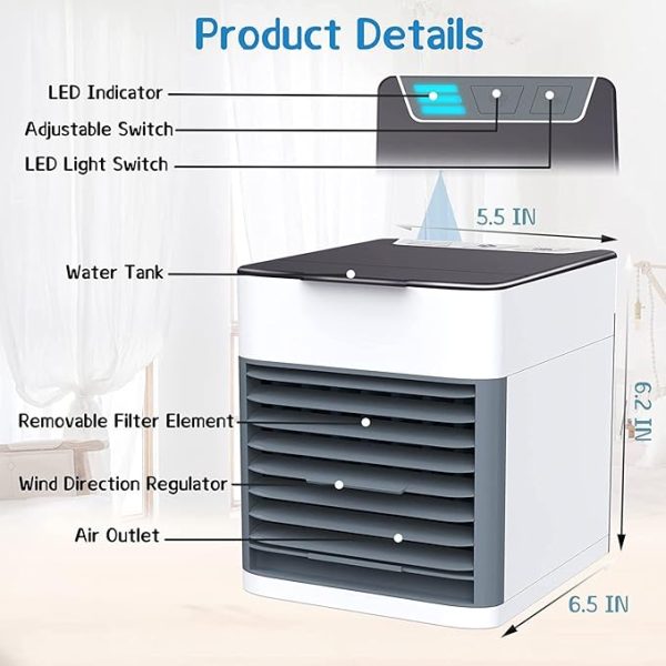 Mini Air Cooler & USB Humidifier Fan – Portable AC for Room