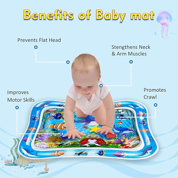 Baby Kids Water Play Mat Inflatable Infant Tummy Time Play mat - Baby Slap Pad 8 CM - For 3 to 24 Months Kids