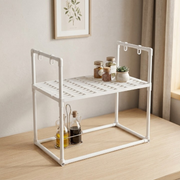 Microwave Oven Storage Rack 2-Tier Kitchen Organizer | Space-Saving Carbon Steel Shelf For Countertop And Utensils | Random Colour