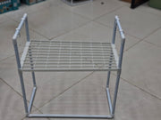 Microwave Oven Storage Rack 2-Tier Kitchen Organizer | Space-Saving Carbon Steel Shelf For Countertop And Utensils | Random Colour