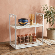 Microwave Oven Storage Rack 2-Tier Kitchen Organizer | Space-Saving Carbon Steel Shelf For Countertop And Utensils | Random Colour