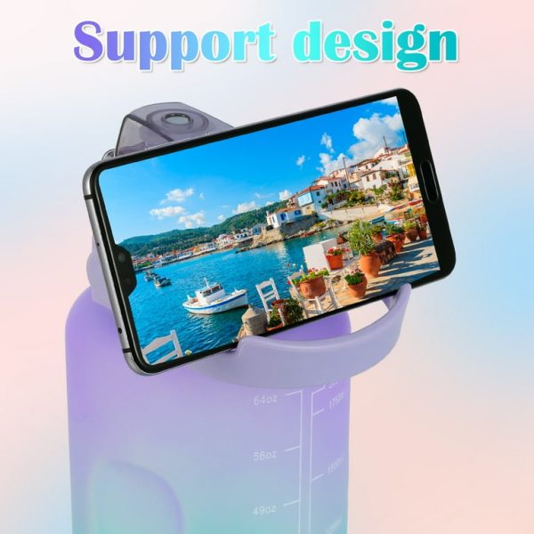 Set of 3 Water Bottle 2000ML, 900ML, 300ML with Motivational Time Marker, Leakproof Durable Sipper Water bottle for office, School, gym (PINK-BLUE)