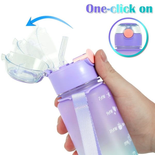 Set of 3 Water Bottle 2000ML, 900ML, 300ML with Motivational Time Marker, Leakproof Durable Sipper Water bottle for office, School, gym (PINK-BLUE)
