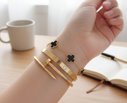 Elegant 3-piece bangle set crafted from premium stainless steel with a modern stackable design. Stylish waterproof jewelry for everyday wear and special occasions at Glinzay Official.