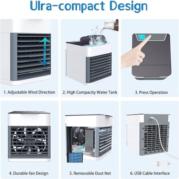 Mini Air Cooler & USB Humidifier Fan – Portable AC for Room