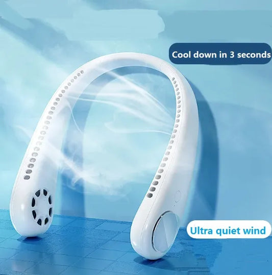 Portable Neck Fan, Hands Free "Hands-Free Bladeless Fan: 360° Cooling Personal Portable Neck Fan - Rechargeable and Convenient