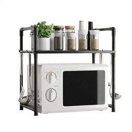 Kitchen microwave stand with spacious storage shelves for organizing microwave ovens, kitchen tools, condiments, and countertop essentials at Glinzay Official.