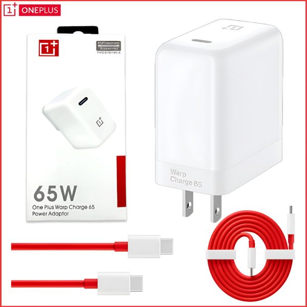 Oneplus 65w Warp Charge Power Adapter With Type-c To Type-c Fast Charging Cable