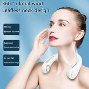 Portable rechargeable neck fan with hands-free design, adjustable airflow, and lightweight comfort for cooling during travel, outdoor activities, work, and everyday use at Glinzay Official.