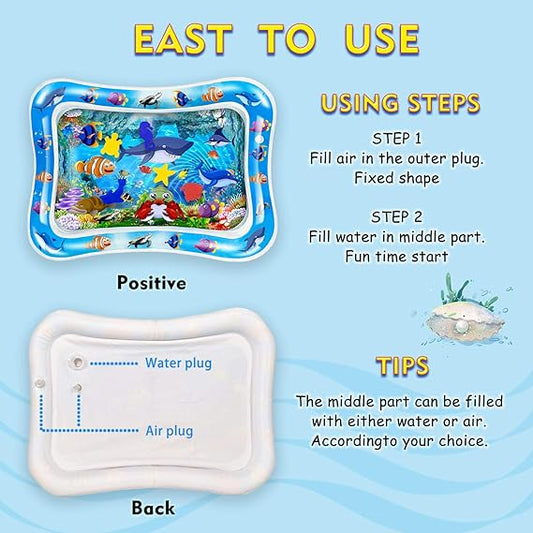 Baby Kids Water Play Mat Inflatable Infant Tummy Time Play mat - Baby Slap Pad 8 CM - For 3 to 24 Months Kids